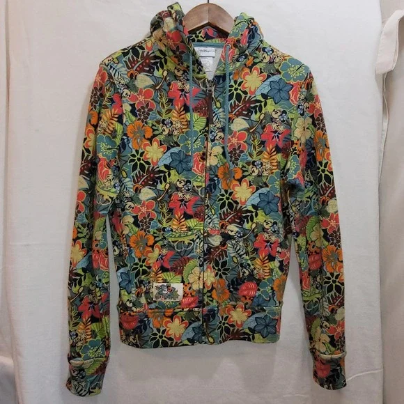 Walt Disney World Minnie Mouse Hawaiian Floral Colorful Hoodie Sweatshirt Medium - Picture 6 of 14